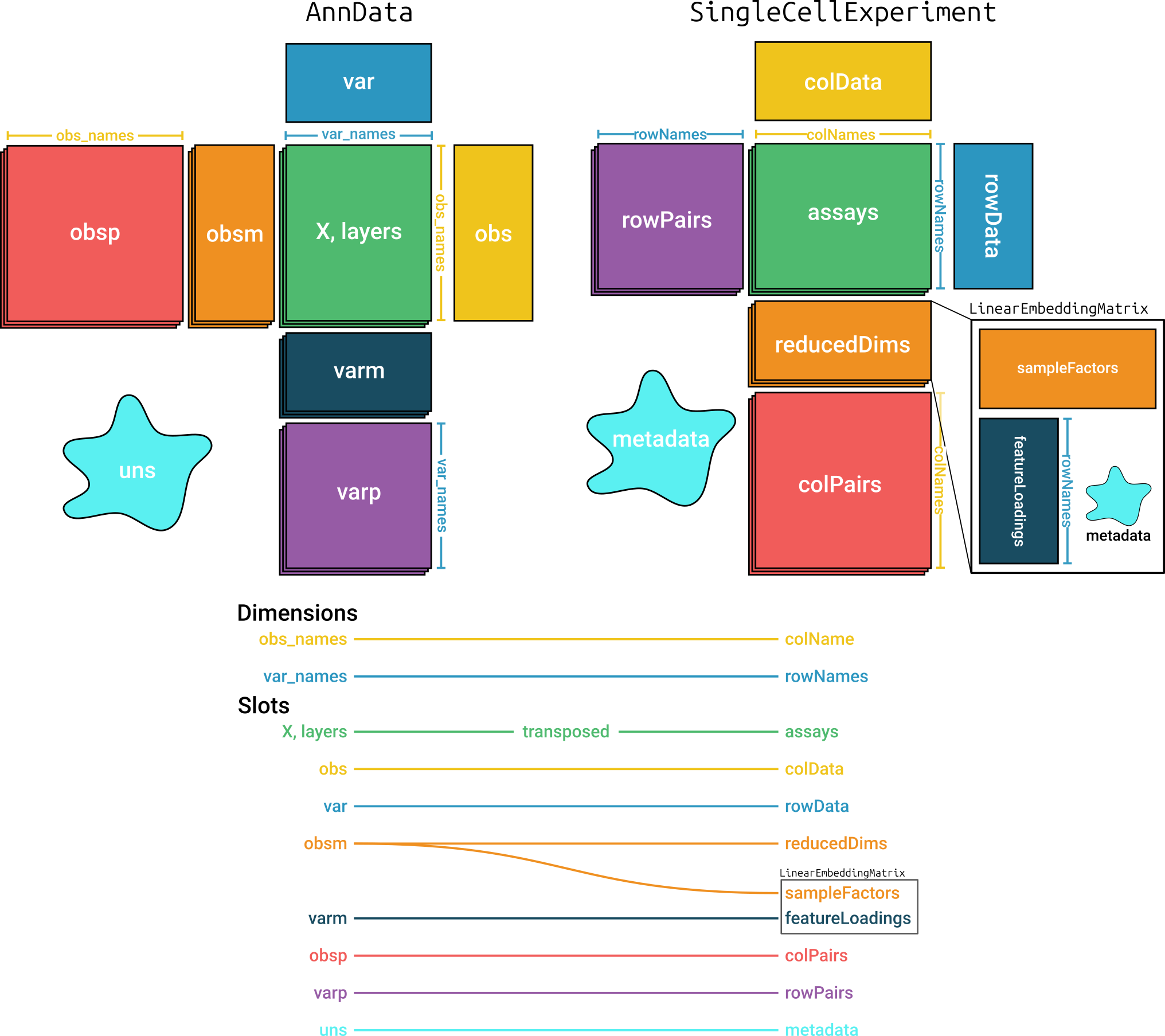 Mapping between `AnnData` and `SingleCellExperiment` objects